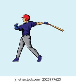 Baseball Player Athlete Vibrant Colored Vector