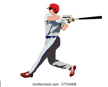 Baseball. The player with a bat. Attack.