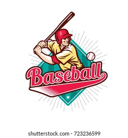 Baseball player, bat, ball. Creative logo for the team