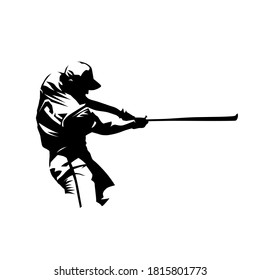 Baseball player with bat. Batter, abstract isolated vector silhouette. Baseball logo