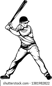 A Baseball Player At Bat in A Batting Stance Getting Ready To Hit Ball svg
