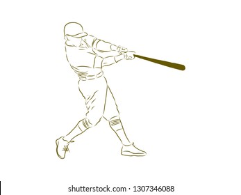 baseball player with bat contour vector illustration 
