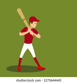 baseball player with a bat on his shoulder