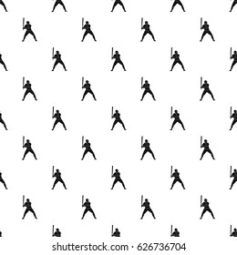 Baseball player with bat pattern seamless in simple style vector illustration