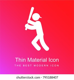 Baseball player with bat red and pink gradient material white icon minimal design