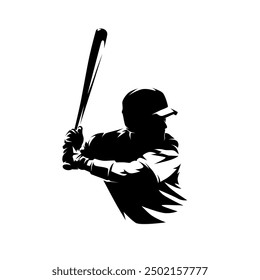 Baseball player, batter, abstract isolated vector silhouette. Team sport athlete