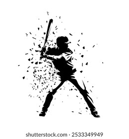 Baseball player, batter, abstract isolated vector silhouette. Team sport athlete