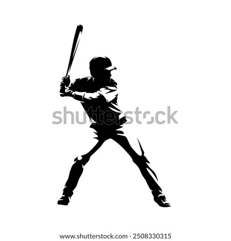 Baseball player, batter, abstract isolated vector silhouette. Team sport athlete