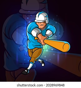 The baseball player as the batter for esport logo design of illustration