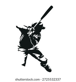 Jugador de béisbol, bateador, silueta de Vector aislada de alto contraste. Deportista de Equipo. Bateador de béisbol