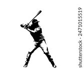 Baseball player, batter, isolated vector silhouette