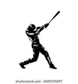 Baseball player, batter, isolated vector silhouette