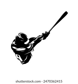 Baseball player, batter, isolated vector silhouette