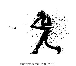 Baseball player, batter, isolated vector silhouette. Team sport athlete