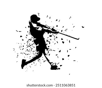 Baseball player, batter, isolated vector silhouette