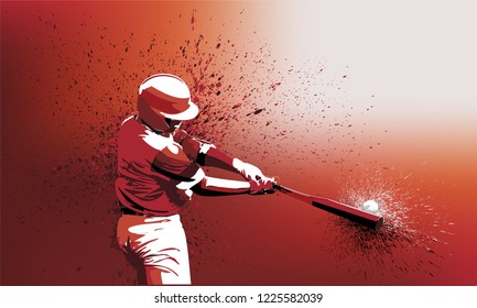 Baseball Player - Batter With Red Uniform on a Cool Red Background