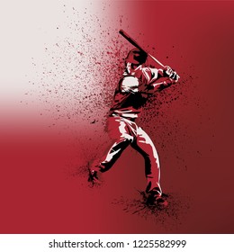 Baseball Player - Batter With Red Uniform on a Red Background