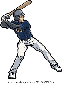 Baseball player batter swing position 