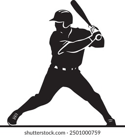 Baseball Player batting with bat Vector image for t-shirt designing