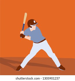 baseball player better on field. Vector flat illustration