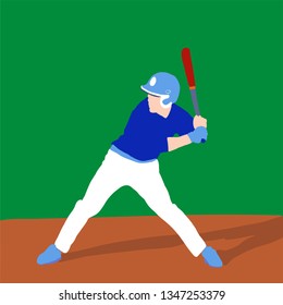 baseball player better on field. Vector flat illustration