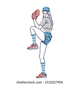 baseball player better on field. Vector flat illustration