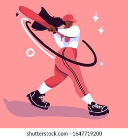 baseball player better on field. Vector trendy  flat illustration