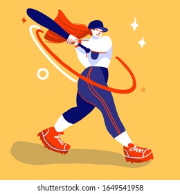 mejor jugador de béisbol en el campo. Ilustración plana de moda del vector