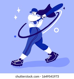 mejor jugador de béisbol en el campo. Ilustración plana de moda del vector