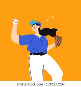 baseball player better on field. Vector flat illustration