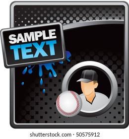 baseball player black halftone grungy ad