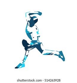 Baseball player, blue vector illustration