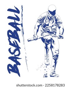 baseball player breaking baseball bat illustration
