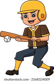 Baseball Player Bunt Cartoon Colored Clipart 