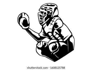 Baseball player. Baseball cap. Hitter swinging with bat. Abstract isolated vector silhouette. Iink drawing