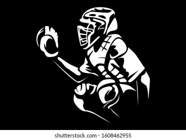 Baseball player. Baseball cap. Hitter swinging with bat. Abstract isolated vector silhouette. Iink drawing