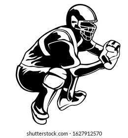 Baseball player. Baseball cap. Hitter swinging with bat. Abstract isolated vector silhouette. Iink drawing