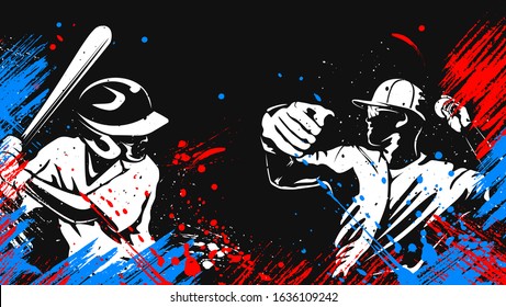 Baseball player. Baseball cap. Hitter swinging with bat. Abstract isolated vector silhouette. Iink drawing