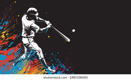 Baseball player. Baseball cap. Hitter swinging with bat. Sport theme. NOT AI.