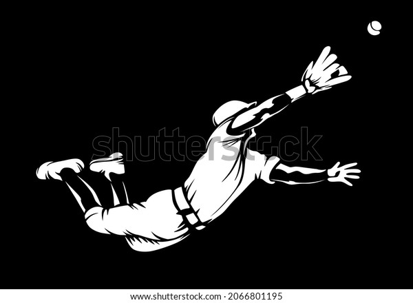 Baseball player. Baseball\
cap. Hitter swinging with bat. Abstract isolated vector silhouette.\
Iink drawing