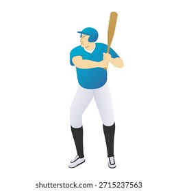 Personaje de dibujos animados del jugador de béisbol aislado en el fondo blanco.
