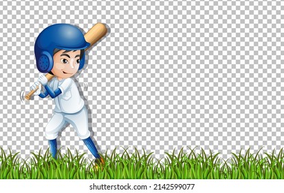 Baseball-Player-Cartoon-Charakter auf transparentem Hintergrund, Vektorgrafik