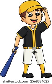 Baseball Player Cartoon Colored Clipart 