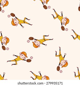 baseball player , cartoon seamless pattern background