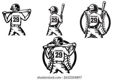 Ilustração do gato do jogador de beisebol para personalização com a opção de nome personalizado