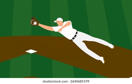 Baseball player catch ball. vector