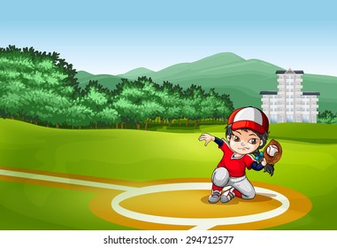 Baseball player catching a ball with glove