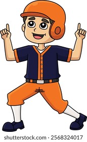 Baseball Player Celebration Cartoon Clipart