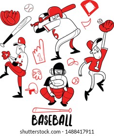 Baseball Player character collection. Vector