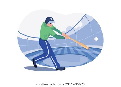 Baseball Player Character Illustration concept. A flat illustration isolated on white background
